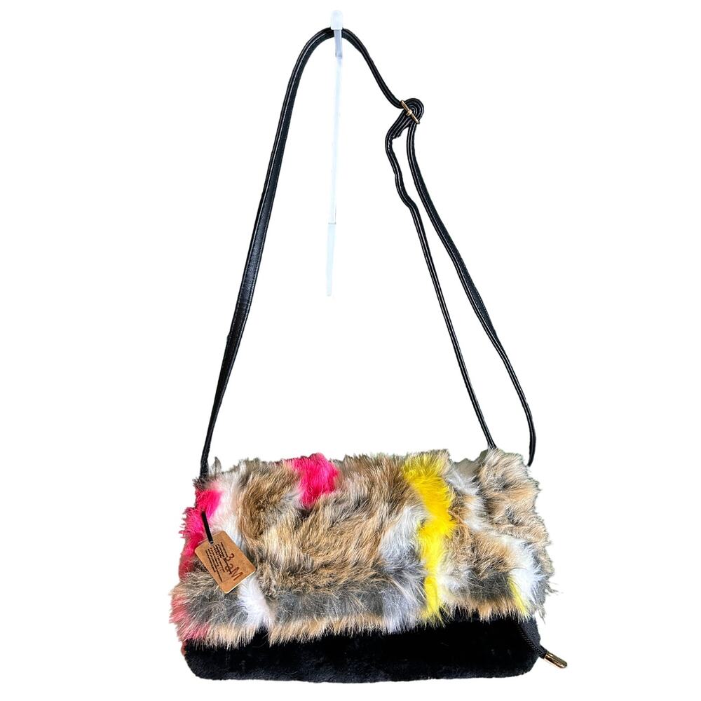 Hello 3 AM Bam Forever Multicolor Fur Crossbody Bag NWT